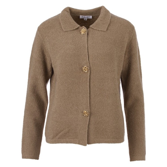 Enjoy Gebreid jasje knopen Taupe